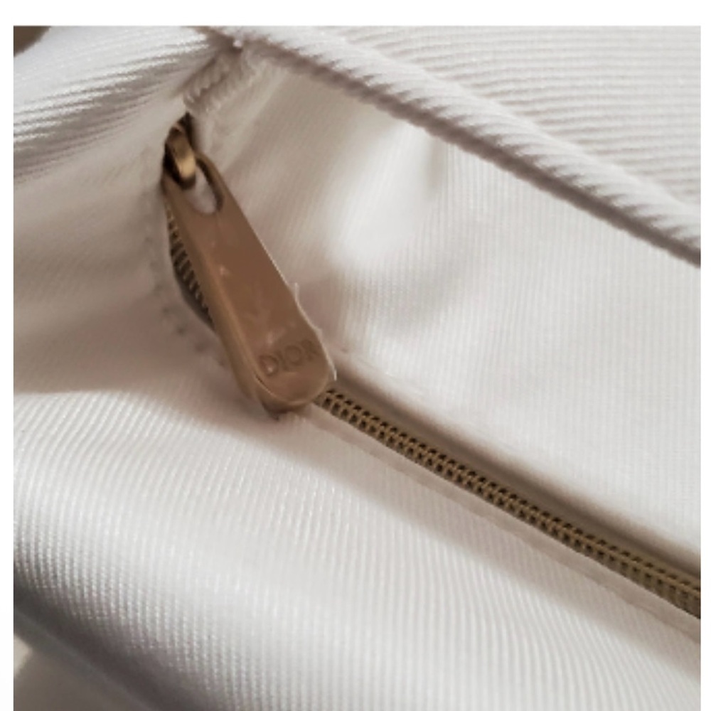 Dior White Mini Zipper Pouch & Handle - Picture 3 of 5